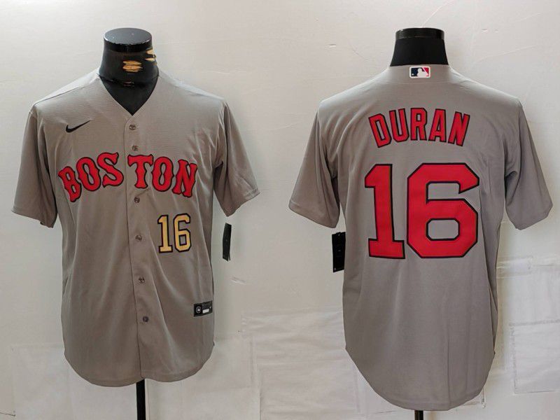 Men Boston Red Sox #16 Duran Grey Game 2024 Nike MLB Jersey style 2